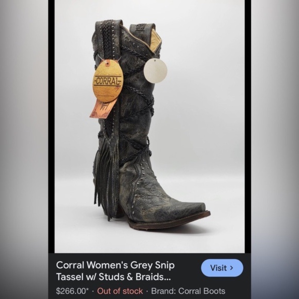 Women’s Corral Distressed Cowboy Boots With Fringe and Studs